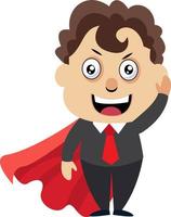 Man with red cape, illustration, vector on white background.