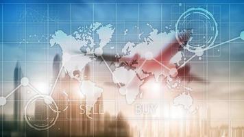 gráficos de gráfico financiero de inversión de comercio de divisas. concepto de negocio y tecnología foto