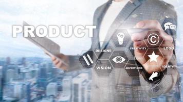 Business Product Promotion Design Concept. Double exposure background. photo