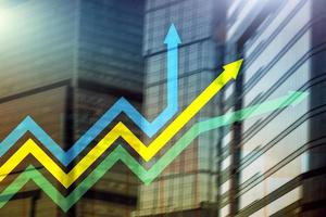 Financial growth arrows graph. Investment and trading concept. photo