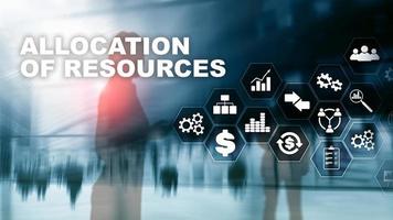 Allocation of resources concept. Strategic planning. Mixed media. Abstract business background. Financial technology and communication concept photo