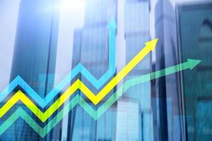 Financial growth arrows graph. Investment and trading concept. photo