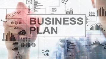 Double exposure Business plan and strategy concept. photo