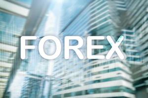 Forex trading and investment concept on double exposure blurred background. photo