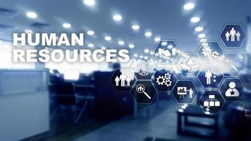 Human Resources HR management concept. Human resources pool, customer care and employees. photo