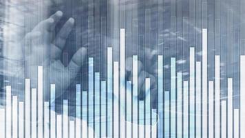 Business and finance graph on blurred background. Trading, investment and economics concept. photo