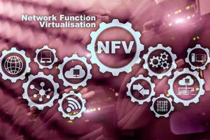 Virtualización de funciones de red nfv. concepto de máquinas virtuales de tecnologías de arquitectura. foto