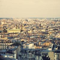 Top view of paris skyline, retro filter effect photo