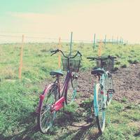 Two bicycles with retro filter effect photo