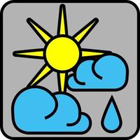 Sunny weather with rain, illustration, vector on a white background.