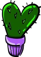 Cactus shaped like a heart, illustration, vector on white background