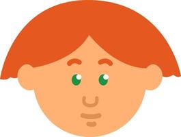 Girl with short orange hair and green eyes, illustration, vector on a white background.