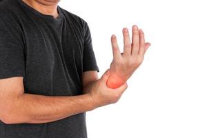 Older men or women or young adults suffer from joint pain, arthritis and tendon problems. myositis injury from exercise Pain from gout and uric acid isolated on a white background photo