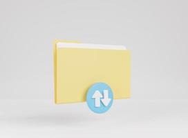 3D folder icon on white background. File transfer concept. 3D rendering. photo