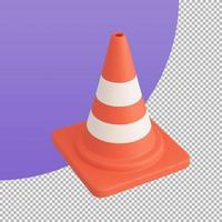 orange traffic cone construction improvement zone. 3d illustration with clipping path. photo