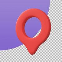 Red pin for pointing the destination on the map. 3d illustration with clipping path. photo