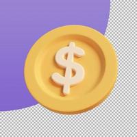 currency coin. golden dollar profit on investment. 3d illustration with clipping path. photo