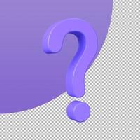 question mark icon questioning for answers. 3d illustration with clipping path. photo