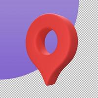 Red pin for pointing the destination on the map. 3d illustration with clipping path. photo