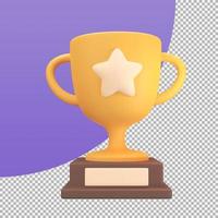 golden trophy Awards for winners of sports events success concept. 3d illustration with clipping path. photo