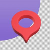 Red pin for pointing the destination on the map. 3d illustration with clipping path. photo