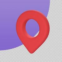 Red pin for pointing the destination on the map. 3d illustration with clipping path. photo