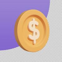 currency coin. golden dollar profit on investment. 3d illustration with clipping path. photo