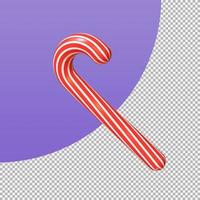caramelos de azúcar de varita navideña para niños en navidad. Ilustración 3d con trazado de recorte. foto