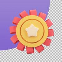 gold medal with a star in the middle Awards for victories in sporting events. 3d illustration with clipping path. photo