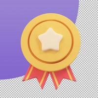 gold medal with a star in the middle Awards for victories in sporting events. 3d illustration with clipping path. photo