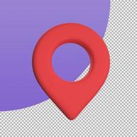 Red pin for pointing the destination on the map. 3d illustration with clipping path. photo