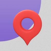 Red pin for pointing the destination on the map. 3d illustration with clipping path. photo