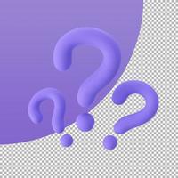 question mark icon questioning for answers. 3d illustration with clipping path. photo