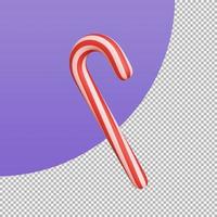 caramelos de azúcar de varita navideña para niños en navidad. Ilustración 3d con trazado de recorte. foto