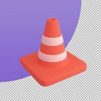 zona de mejora de la construcción del cono de tráfico naranja. Ilustración 3D con trazado de recorte. foto