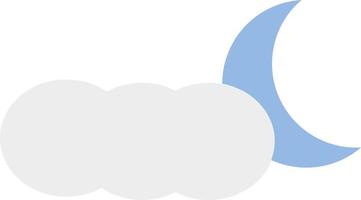 Rain cloud with young moon, icon illustration, vector on white background