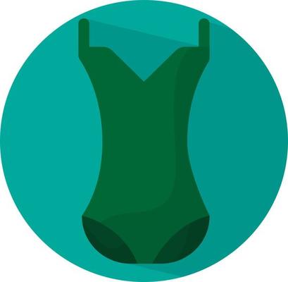 Green one piece swimsuit, illustration, vector, on a white background.