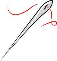 Needle with red rope, illustration, vector on white background