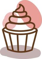 Cupcake with whipped cream, illustration, vector, on a white background. vector