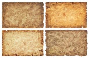collection set old parchment paper sheet vintage aged or texture isolated on white background photo