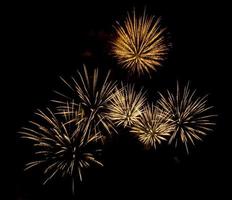 Amazing Beautiful firework on black background for celebration anniversary merry christmas eve and happy new year photo