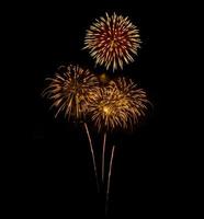 Amazing Beautiful firework on black background for celebration anniversary merry christmas eve and happy new year photo