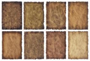 collection set old parchment paper sheet vintage aged or texture isolated on white background photo