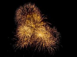 Amazing Beautiful firework on black background for celebration anniversary merry christmas eve and happy new year photo