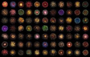 Collection Set Amazing Beautiful firework isolated on black background for celebration anniversary merry christmas eve and happy new year photo