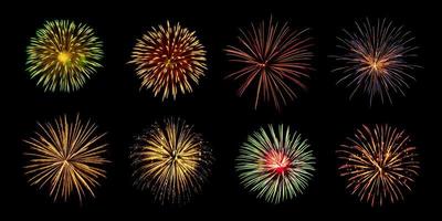 Collection Set Amazing Beautiful firework isolated on black background for celebration anniversary merry christmas eve and happy new year photo