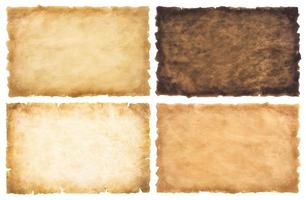 collection set old parchment paper sheet vintage aged or texture isolated on white background photo