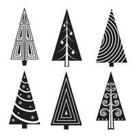 Set of christmas tree doodle illustration Hand drawn Sketch line vector