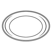 Plate, black outline, isolated vector illustration in doodle style