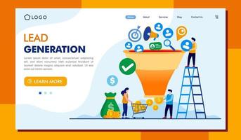 lead generation concept, business promotion, marketing strategy, social media, flat illustration vector banner